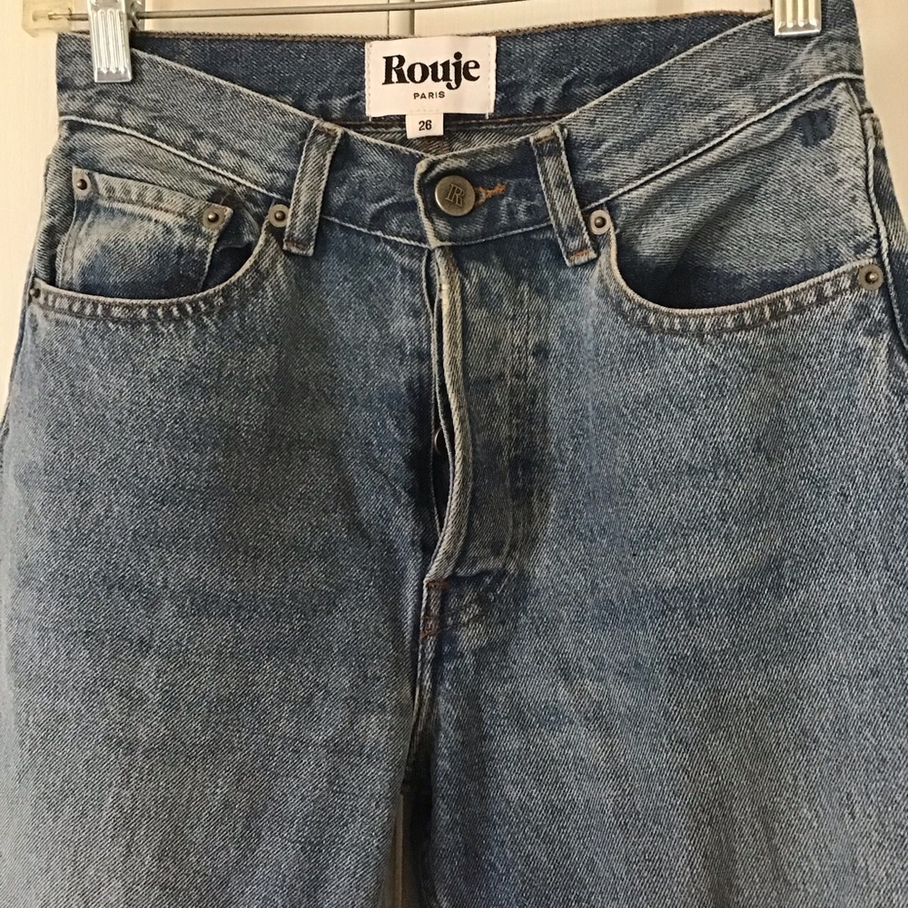ROUJE High-Rise Straight-Leg Blue Jeans - Picture 4 of 10